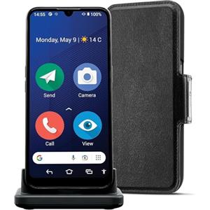 Doro 8200 Plus 4G Smartphone Ideale per Senior - Cellulare Resistente all'Acqua - Telefono Anziani - Tripla Fotocamera 16MP - Schermo 6.1" - Tasto SOS con GPS - Suono Chiaro - Base Ricarica - Custodia