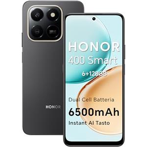 HONOR 400 Smart 4G Smartphone Dual SIM NFC Android 15, 6+128GB, 108MP+2MP con Pulsante AI Telefono, 6500mAh Dual Cell Batteria, 6.77 Pollici 120 Hz Comfort Display, 5 stelle SGS&IP65, Velvet Black