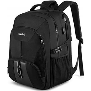 LIWAG Zaino Uomo 18.4 Pollici Grande 55L Impermeabile Porta PC Lavoro Antifurto Zaino Laptop Computer Notebook Borse con Caricatore USB per Viaggio Ufficio Scuola Regalo - Nero