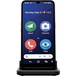 Doro 8200 4G Smartphone Ideale per Senior - Cellulare Resistente all'Acqua - Telefono Anziani - Tripla Fotocamera 16MP - Schermo 6.1" - Tasto SOS con GPS - Suono Chiaro - Base di Ricarica (Blu Scuro)