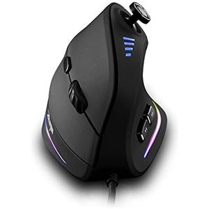 zelotes Mouse Gaming Verticale con Joystick,10000 DPI,11 Pulsanti Programmabili, Design Ergonomico,RGB,Mouse Ottico con Filo USB per PC,Laptop,Mac,Nero