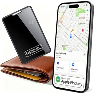 Hendari Air Tag Card Wallet Tracker 1 Pezzo, Ricaricabile Trova Oggetti Portafoglio, Smart Tag Compatibile con Apple Dov'è (Solo iOS), Bluetooth Localizzatore per Portafoglio/Valigia/Borse, IP68 Impermeabile