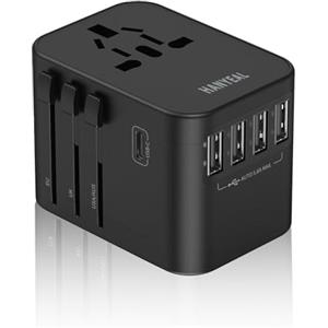 HANYEAL Adattatore Universale da Viaggio,Adattatore Presa Inglese,Adattatore Presa Americana,Presa Universale da Viaggio con 4USB, 1USB C e 1 CA,Presa Universale da viaggio