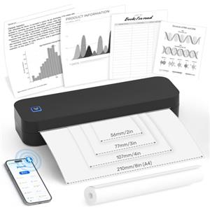 OFFCUP Stampante portatile A4 per viaggi - Stampante termica senza inchiostro Bluetooth compatibile con Android e iOS, supporta carta termica per ufficio e scuola