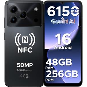 DOOGEE Note 56 Plus Smartphone Android 16, 48GB+256GB/TF 2TB Cellulari, 50MP+8MP, 6150mAh Telefono Cellulare, 6.56" 90Hz Octa-Core Telefoni, Fingerprint/Face ID/4G Dual SIM/Widevine L1/NFC - Nero