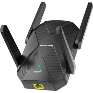 WONLINK Ripetitore WiFi Amplificatore Segnale WiFi 1500Mbps, Wi-Fi 6 Dual Band 4 Antenne, Porta LAN, WPS, MU-MIMO, 3 Modalità (Ripetitore/Router/AP), Indicatore Segnale, Spina EU