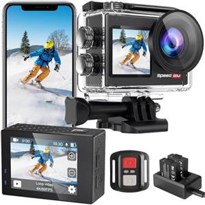 Hiicam Speed 20 Action Cam 4K60FPS 40MP WiFi Fotocamera subacquea 40M Impermeabile Ultra HD Touch Screen Actioncam 170° Ultra Grandangolare Stabilizzazione Ghiaccio, Zoom 5X
