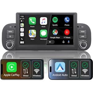 THIHPHOATLI Autoradio per Fiat Panda 2013-2020,con Sistema Linux & Display IPS 7",CarPlay Wireless e Android Auto Integrati,Comandi al volante originali,Bluetooth 5.0,RDS AM/FM,USB,EQ/DSP & Alta Potenza