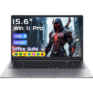 Upbud Computer Portatile 15,6" Win 11 Pro 12GB RAM, 256GB SSD, MS Office 365 Incluso,Laptop Celeron Inte N4000,Schermo 100% sRGB, Wi-Fi 5 Dual Band,BT4.2,USB-A,HDMI,Display FHD 1920x1080,Argento