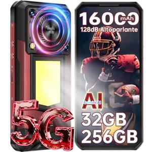 OUKITEL WP56 5G Rugged Smartphone - 32GBGB+256GB/2TF Android 15-1000LM Luce Campeggio - 6,78" FHD+ 120Hz 128dB Altoparlante 16000mAh 108MP+32MP Telefono Indistruttibile IP68/NFC/BT5.2/OTG/GPS Rosso