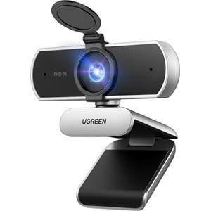 UGREEN Webcam 2K 30FPS Full HD Webcam USB per computer Messa a fuoco fissa Plug and Play per Windows MacOS Linux Streaming Youtube Skype Call Video Zoom Video Conferenze(Grigio Argento)
