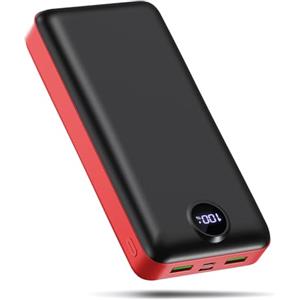 PDBEST Power Bank 50000mAh Ricarica Rapida, Powerbank 22,5W Alta Capacità, Caricatore Portatile a Ricarica Rapida, USB-C, 3 Uscite e 2 Ingressi, Display LED, Compatibile con iPhone, Android Red