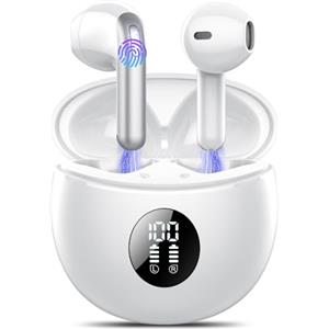 TIMU Cuffie Bluetooth, Auricolari Bluetooth 5.4 Stereo HiFi con 4 ENC Mic,Cuffie Wireless con LED Display 50 Ore, Cancellazione Rumore Cuffiette Bluetooth,Touch Control,IP7 Impermeabile Auricolari Wireless