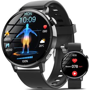 Marsyu Smartwatch ECG+HRV/????li????????m????a/lipidi/BMI/Acido Urico, 24h Pressione Sanguigna/Cardiofrequenzimetro/SpO2/Sonno, 1,41" Salute Orologio Bluetooth Chiamate, 150+ Sport,Pulsante SOS, IP67 IOS/Android