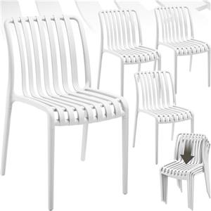 tectake Set di 4 sedie da giardino in Alcudia bianche, impilabili, set da giardino per tavolo da giardino o campeggio, sedie da giardino, terrazza o balcone, resistenti alle intemperie e ai raggi UV