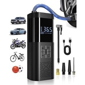 SERVOMASTER Compressore Aria Portatile, Mini Compressore a Batteria con Manometro, Accessori Auto per Gli Uomini Donne, 150PSI Gonfiatore Elettrico con Luce LED Adatto per Auto Moto Bici Palla