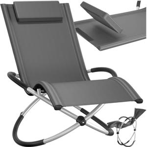 TecTake® Lettino Paulina, Ergonomico, Pieghevole, Con Cuscino, Traspirante, Sicuro Anti-Ribaltamento, Portata 150kg, Lettino Giardino per Esterno, Sdraio Basculante, Ideale per Relax - Grigio