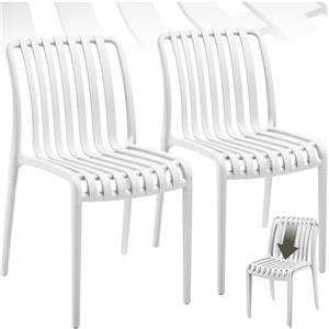 tectake Set di 2 sedie da giardino Alcudia bianche, impilabili, set da giardino per tavolo da giardino, campeggio, sedie da giardino, terrazza, balcone, resistenti alle intemperie e ai raggi UV