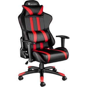 TecTake® Sedia da Gaming per Gamer, Poltrona da Ufficio con Poggiatesta, Braccioli, Schienale Regolabile, Sedia Ufficio Ergonomica con Imbottitura Extra Spessa e Supporto Lombare - Nero/Rosso