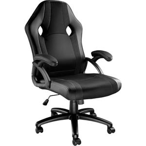 tectake® Sedia da Ufficio Ergonomica, Poltrona Gaming con Altezza Regolabile, Struttura Robusta, Rotazione a 360 Gradi, Meccanismo Basculante, 5 Rotelle Doppie - Nero