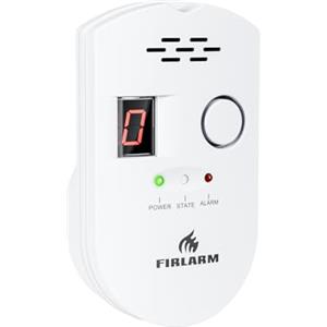 Firlarm - Rilevatore di Fughe GPL/Gas Naturale/Carbone, Monitor di Metano e Propano Butano, Allarme Gas Portatile con Display LCD, per Casa, Officina e Camper (white)