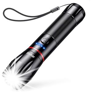 Blukar Torcia LED Ricaricabile, Super Luminoso Zoomabile Torcia Potente, 5 Modalità di Illuminazione, IPX6 Impermeabile Flashlight per Campeggio/Escursionismo/Emergenza/Interruzione di Corrente