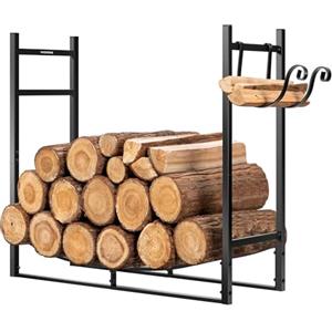 VIVOHOME Portalegna da Esterno in Metallo Legnaia da Esterno in Ferro 80cm per Legna da Ardere Casa Camino Giardino