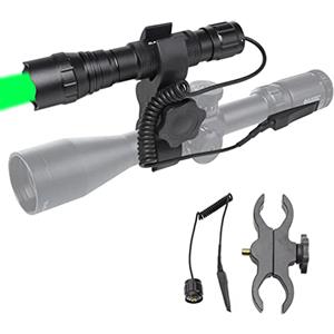 DARKBEAM Torcia a luce verde luminoso LED USB ricaricabile, Torce verde portatile zoom per caccia notturna, osservazione, pesca, astrofotografia, osservazione delle stelle, soccorso, con clip
