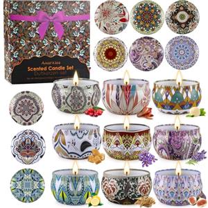 YMing Candele Profumate Set 9 Fragranze Candele Bruciare per 12-15 Ore Candela Profumata Set alla Soia Naturale per Anniversario Natale San Valentino Festa della Mamma Decorazione