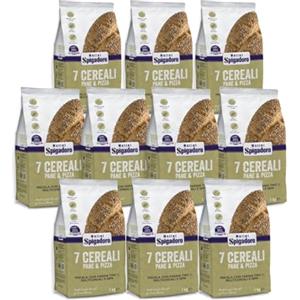 Molini Spigadoro Mix 7 Cereali per Pane e Focaccia (10 pezzi x 1kg) miscela con farina tipo1 da grano 100% Italiano, Decorticato con farina di avena, orzo segale, farro, riso e semi