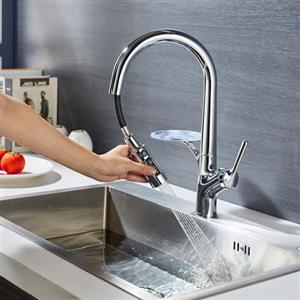 LakeBayMZC Rubinetto da Cucina a 3 vie, Rubinetto Cucina Con 4 in 1 Modalità Doccetta Estraibile,Per Filtro Dell'acqua,Girevole a 360°, Cromato