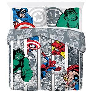 Jay Franco Marvel Comics Comic Cool 100% Cotone Copripiumino 200 x 200 cm Matrimoniale con 2 federe 50 x 70 cm