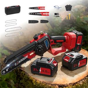 VIWKO Mini Motosega a Batteria 6/8 Pollici, Mini Motosega Elettrica con 8000mAh Batterie, 1200W Blushless Sega a Batteria per Potatura, il Taglio Del Legno e Giardini, Elettrosega Compatibile con Makita 18V