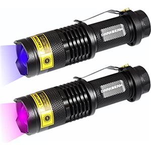 DARKBEAM Torcia UV 365nm 395nm LED, Lampada di Wood Portatile, Luce Nera Ultravioletta Blacklight Mini, Animali Urina Cane/Gatto Smacchiatore Rivelatore, Resina indurita (2 Pezzi)