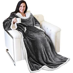 Catalonia Classy Coperta indossabile con maniche regalo per adulti donne uomini, extra caldo pile leggero accogliente coperta corpo, TV avvolgere coperta di lancio con tasca
