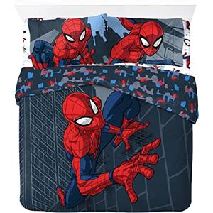 Jay Franco Marvel Spiderman City Streets - Biancheria da letto, per letto matrimoniale, con copripiumino da 200 x 200 cm + 2 federe da 50 x 70 cm, in 100% cotone