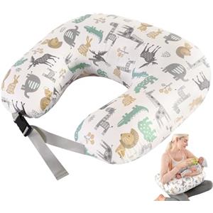 JOVELL Cuscino per l'Allattamento, Cuscini da Allattamento di Taglia Grande per Mamma e Neonato, Cuscino per Allattamento e Gravidanza in Cotone con Cinghia Regolabile alla Vita e Copertura Rimovibile