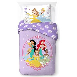 Jay Franco Set Biancheria da Letto per Bambini Disney Princess Heart of Gold 100% Cotone 135 x 200 cm Dimensioni Letto Singolo - Copripiumino + Federa 50 x 70 cm