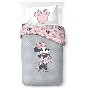 Jay Franco Set di Biancheria da Letto per Bambini Disney Minnie One of a Kind 100% Cotone 135 x 200 cm Dimensioni Letto Singolo - Copripiumino + Federa 50 x 70 cm