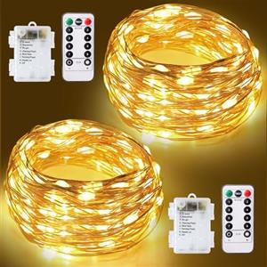 ZYRIVON Luci Natale, 2 Pezzi 12M 120LED Catena Luminosa Esterno a Batteria, 8 Modalità Albero di Natale, Impermeabile, Stringhe LED da Interni per Feste, Matrimoni, Giardino