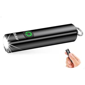 Blukar Mini Torcia LED Ricaricabile, Super Luminoso Torcia EDC Tascabile con Portachiavi, 3 Modalità, Funzione di Memoria, Impermeabile Portatile Flashlight per Campeggio/Pesca/Trekking/Emergenza