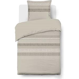 VISION Parure copripiumino - VISION - Anthony - 140 x 200 cm - 1 federa abbinata 65 x 65 cm - Beige - 100% cotone