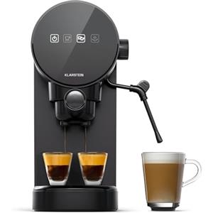 KLARSTEIN Macchinetta Caffe Espresso 0.9L, Macchina da caffè, caffè Espresso e Cappuccino, Macchina caffè Barista 20 Bar in Acciao Inossidabile per caffè Latte e Macchiato, 1360W con Montalatte