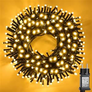 JTSIOV Luci Natale Esterno 10M 100 LED, Luci Albero di Natale con 8 Modalità, Memoria Integrata, IP44 Impermeabile per Decorazioni Natalizie Casa, Giardino, Finestre, Balcone