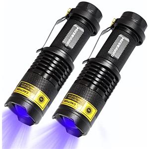 DARKBEAM Torcia UV 365nm LED, Lampada di Wood Portatile, Luce Nera Ultravioletta Blacklight Mini, Animali Urina Cane/Gatto Smacchiatore Rivelatore, Resina indurita (2 Pezzi)