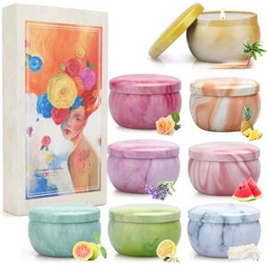 Yming Candele Profumate, Regalo Donna, Color Cloud e Mist Serie 8 Set Candele Profumate 480 G, Tempo di Combustione 160 Ore, Decorazione Candele, Alleviare lo Stress, Anniversario, Regalo Compleanno