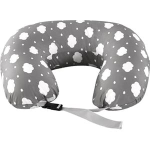 JOVELL Cuscino Allattamento, Cuscino di Supporto Ergonomico per l'Allattamento per la Mamma, Cuscini per l'Allattamento Originali di Taglia Plus con Cinturino alla Vita e Fodera in Cotone Rimovibile (Grigio)