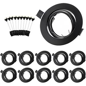 Bojim 10x Faretti Led da Incasso Per Cartongesso Nero, Cornici da Incasso Per Faretto, 30° Orientabile Telaio di montaggio a soffitto con portalampada GU10, IP20 Cornice Per Led 68-80 mm 230V