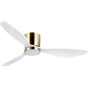 reiga 132CM Ventilatore da soffitto a incasso in oro bianco con telecomando luminoso, motore DC silenzioso a basso profilo 3 pale in legno per cucina, soggiorno, camera da letto