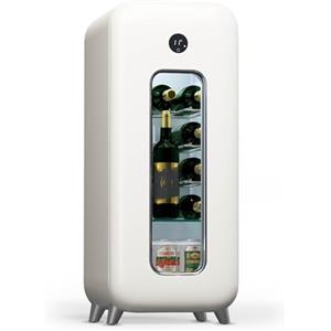 Klarstein Cantinetta Vino Refrigerata a Zona Singola per Interno/Esterni, Frigo Bar, Cantina Vino con Porta in Vetro, Mini Frigo Silenzioso, Frigorifero Piccolo Touch Control, 5-18°C, 15 Bottiglie